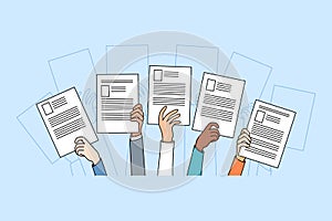 People hands holding CV apply for vacancy