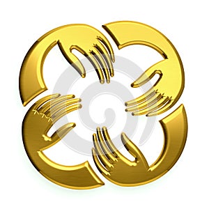 People hands logo. Gold