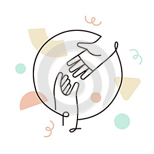 People hands reaching out concept help line icon