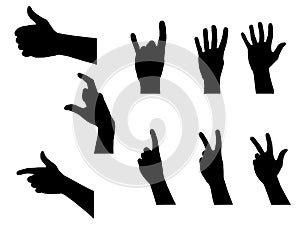 People Hands Silhouettes Set