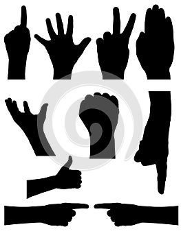 People hands silhouettes set