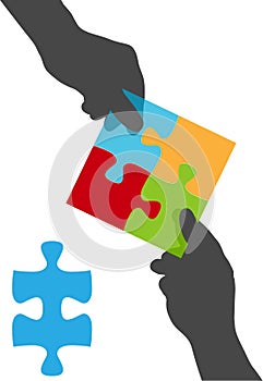 People hands team collaboration puzzle solution
