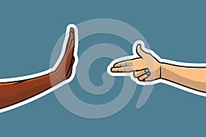 People Hands with Various Gestures vector illustration. Hands Pointing to an innocent person vector illustration.