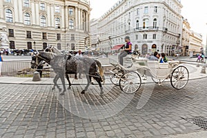 people have a ride in the horsedrawn carriage called fiaker