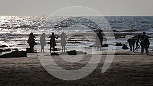 People having fun at the beach