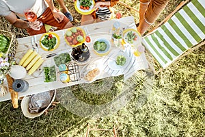 People having lunch in the garden