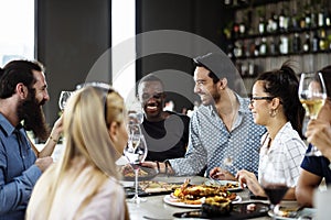 People having meal together in the restaurant