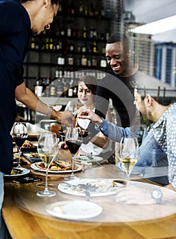 People having meal together in the restaurant