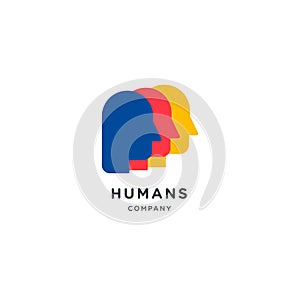 People head logo. human face illustration. mind idea creative logo. Techno human head vector logo concept illustration