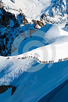 People heading for Vallee Blanche, French Alps