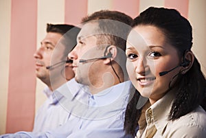 People with headset in call centre