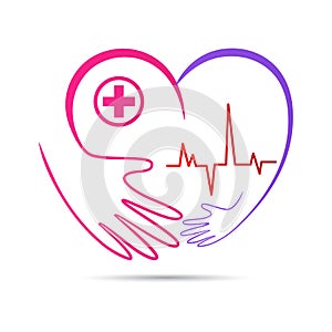 People heart care wellness hands logo
