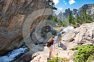 People hiking in the Colorado mountains.