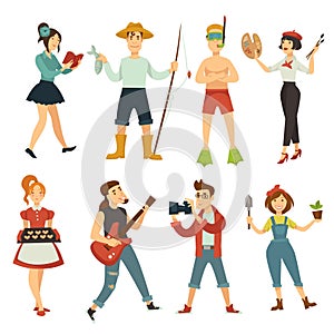 People hobby or profession vector characters