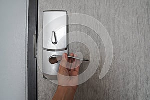 People hold the hotel luxury doorknob for bedroom entrance