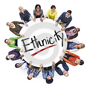 People Holding Hands Around Word Ethnicity