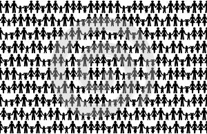Background with pictograms of people holding hands, seamless tile photo
