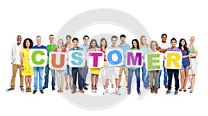 People Holding the Word Customer