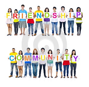 People Holding Word Friendship and Community