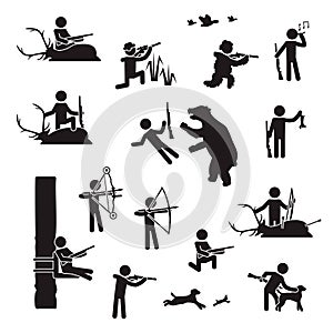 People hunting icon set. Vector. photo