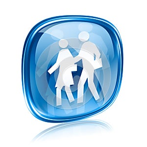 people icon blue glass