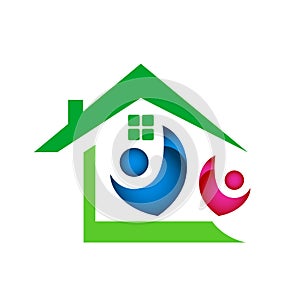 People Icon home Teamwork concept logo vector team work icon on white vector image.