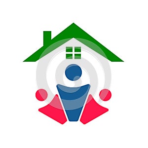 People Icon home Teamwork concept logo vector team work icon on white vector image. photo