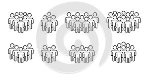 People icon set. Crowd signs. Persons symbol in line design. Vector