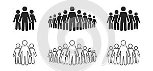 People icon set. Stick figures, people crowd icon for infographic isolated on background photo