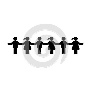 People icon vector male and female group of persons symbol in glyph pictogram