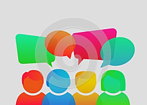 People icons with colorful dialog speech bubbles. Vector illustration.