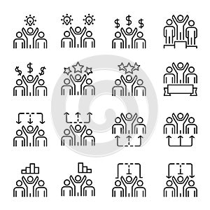 People Icons Line Work Group Team Vector, Business, Team Structure, Meeting