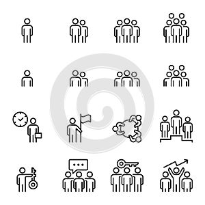 People Icons Line Work Group Team Vector, Business, Teamwork, Group, Person, Meeting
