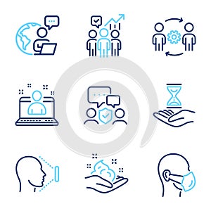 People icons set. Included icon as Business statistics, Engineering team, Medical mask signs. Vector