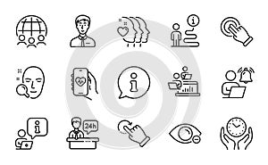 People icons set. Included icon as Global business, Rotation gesture, Safe time. Vector