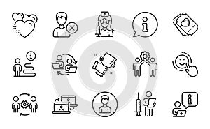 People icons set. Included icon as Teamwork process, Employees teamwork, Person. Vector