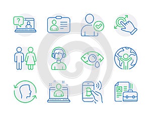 People icons set. Included icon as Touchscreen gesture, Consultant, Restroom signs. Vector