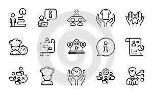 People icons set. Included icon as Video conference, Interview job, Ranking. Vector