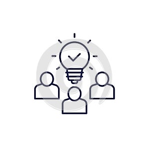 people with an idea icon, line vector