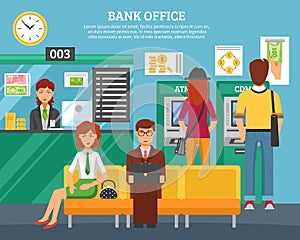 People Inside Bank Office Design Concept