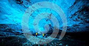 People inside the ice cave