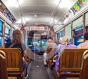 People inside a streetcar in New Orleans