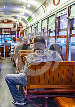 People inside a streetcar in New Orleans