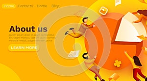 People interacting with charts and analysing statistics.