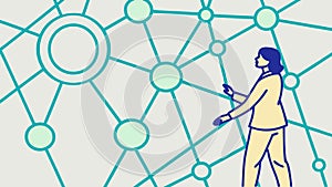 People Interacting with Digital Network, Data Analysis, vector design Generative AI