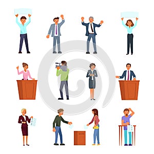 People involved in election process vector flat illustration