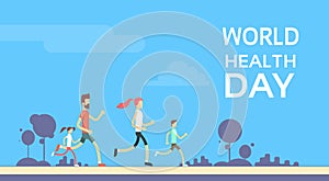 People Jogging Sport Family Fitness Run Training World Health Day