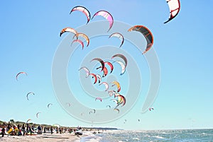People kiteboarding
