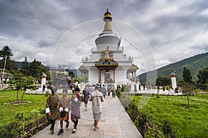 People kora the National Memorial Chorten , Thimphu , Bhutan