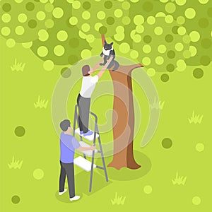 People With Ladder Background